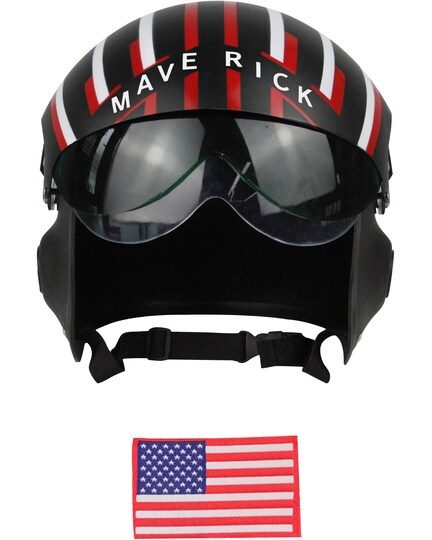 air force theme motorcycle helmet Helmet, with Dual Visors, Clear or Black, One size fits all This helmet is a costume accessory only and is not intended for use in flight Topgun Airforce Style Helmet |